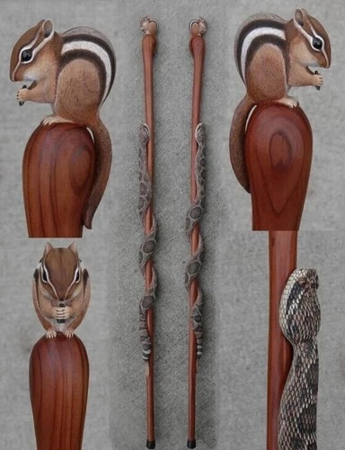 Holz gehstock handgeschnitzt - holz,