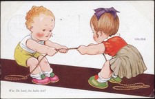 20058122 - Kinder ziehen am Seil, Tauziehen, Text. was du hast, das halte Fest,