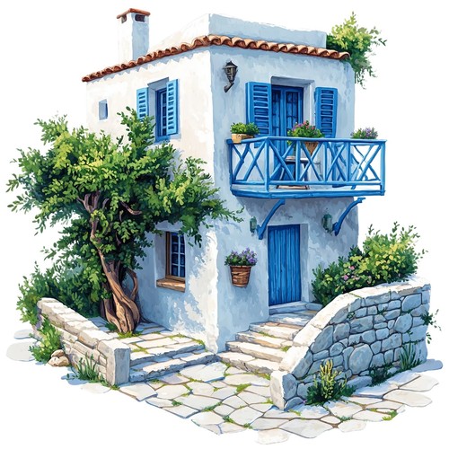 Sticker griechisches haus - sticker,