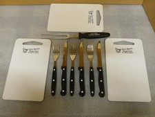 Besteckset 3 Messer und 3 Gabeln & Fleischgabel & 3 Brotzeitbrettchen