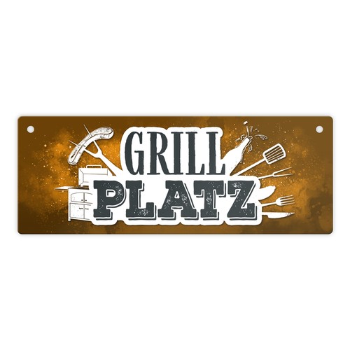 Grillplatz metallschild - grillplatz, in