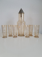 Bierservice, Krug mit Zinndeckel und 6 Gläsern