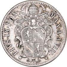 Münze, Italien Staaten, PAPAL STATES, Pius IX, 10 Baiocchi, 1863, Roma, SS+