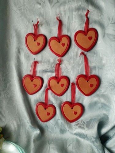 8er set herz ton - , organza