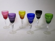 6 Alte Überfang Weingläser Rautendekor bunte Römer a 19cmH 8V6533