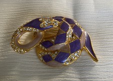 Cabouchon Brosche Schlange Violett Glitzer Gold Sehr Aufwendig Exlusiv Selten