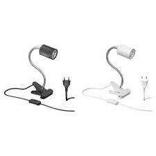 Klemmleuchte WAIKA mit Schwanenhals und Schalter schwarz matt, inkl. GU10 LED