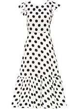 Midikleid Gr. 40 Weiß Schwarz Gepunktet Sommer-Kleid Midi Freizeit-Dress Neu