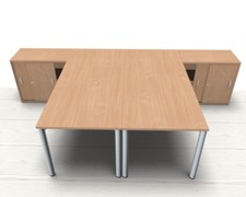 Doppelarbeitsplatz  Schreibtisch 2 Personen Schreibtisch Bürotisch Schränke