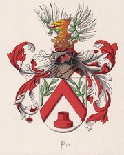 Pit Wappen coat of arms blason Nederland heraldry Heraldik Lithographie