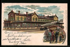 Lithographie Duisburg, Bahnhof 1905 