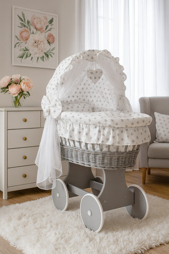 Grauer weidenkorb baby - grauer,