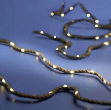 Tau Lichterkette 60 LED warmweiß  -  400cm - Jute Seil beleuchtet Timer Batterie