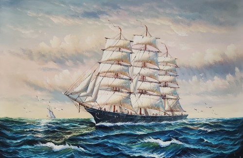ölgemälde 60x90 segelschiff - 60x90,