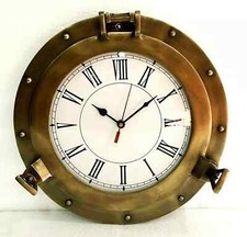 12 Zoll Antike Marine Messing Schiff Bullaugenuhr Maritim Wanduhr Wohndeko