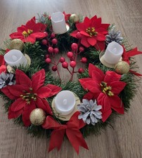 Adventskranz rund, Weihnachtsdeko Tischkranz,  Ø 34 cm.HANDARBEIT LED