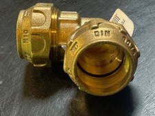 Messing-Klemmkupplung - 32 mm - 90° Winkel - für PE-Rohr - DVGW zugelassen