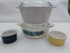 Schott Jenaer Glas Auflaufform Blumendekor, TCM Auflaufform PYREX Creme Brulee  