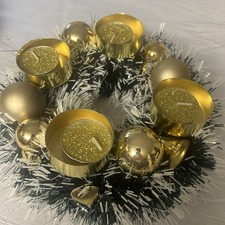 Adventskranz Künstlich Tischdeko  Weihnachtsdekoration  Handmade Gold Weiß 