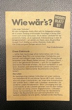 Kinderfernsehen DDR Sendung Wie wär's Bastelanleitung Hobby Blatt 67