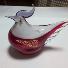 Rote & klare Glas Huhn Figur