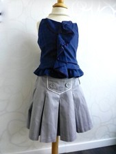 LILI GAUFRETTE ❤️ Süßer Dirndl Rock Skirt Glockenrock grau 10 134 140 146 NEUw.