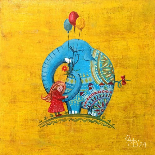 Original naive art gemälde - naive,