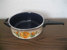 WMF Schnellkochtopf flach Super3 Stahl Email Vintage ohne Deckel Für Induktion