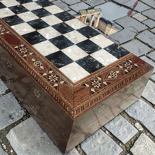 Massivholz backgammon set - backgammon,
