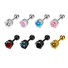 Edelstahl Ohrstecker Zirkonia mit Schraubverschluss Damen Herren Ohrringe