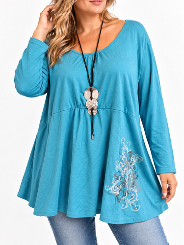 Sheego shirt tunika damen blau - shirt,