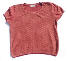 DUNQUE Oberteil Top Shirt Kurzarm Strick Rot Größe S Dünn Leicht