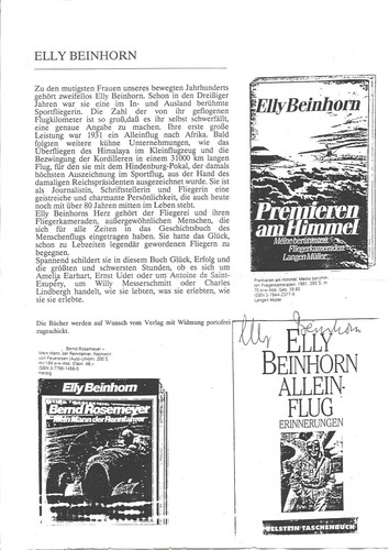 Autogramm elly beinhorn - elly,