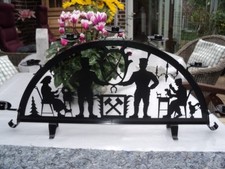 DDR ERZGEBIRGE METALL SCHWIBBOGEN - schwarz - Lichterbogen 7-flammig - Maße Text