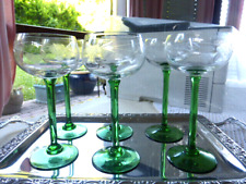 6 Weingläser Luminarc France   Grüner Stiel mit Schliff