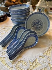 1 x Schale &Löffel Reiskorn blau weiß China Porzellan Sie kaufen EINE nicht alle