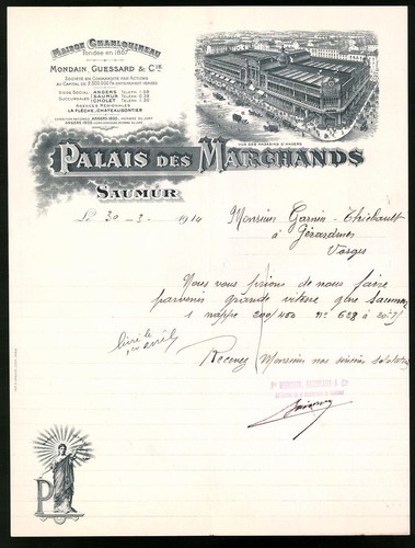 Rechnung saumur 1914 palais - rechnung,