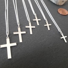 Kreuz Anhänger mit Flachpanzerkette in 925er Silber, NEU, Kreuz-Variation, Cross