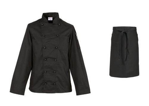 Kochjacke schwarz langarm - , gr