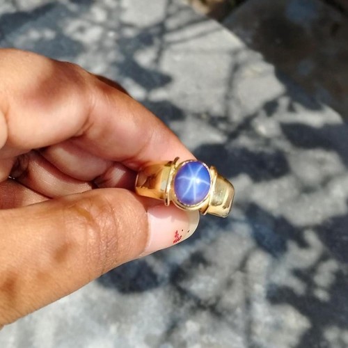 Blauer stern saphir herrenring - blauer,