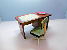 Vintage Schreibtisch & Drehstuhl Lundby Puppenhaus Puppenstube 1:16