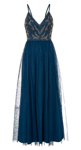 Abendkleid mit perlenstickerei - abendkleid,