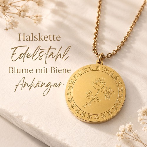 Halskette edelstahl blume mit - halskette,