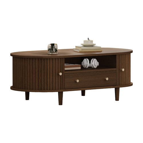 Couchtisch oval walnuss - couchtisch,