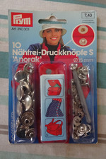 10  Prym Nähfrei- Druckknöpfe S  d=15mm rostsicher ART 390 301 silber + Werkzeug