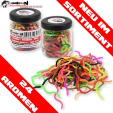 50x Trout Nudel, Top Forellenköder Gummiköder schwimmend, im Glas, 24 Aromen