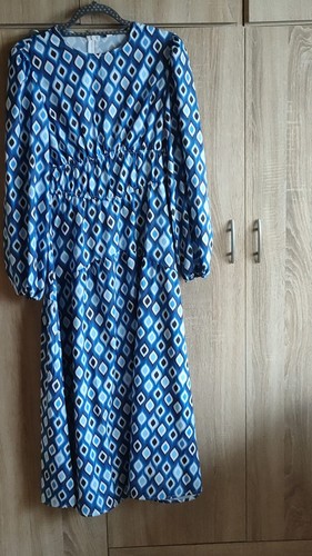 Kleid blau weiß - kleid,