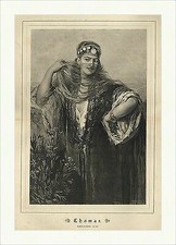 Thamar Frankreich Zigeunerin Dubufe Porträt Mantel Haarschmuck Holzstich C 2135