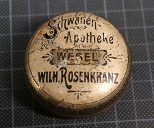 Antike Pillendose, Blechdose, Schwanenapotheke Wesel, Wilhelm Rosenkranz