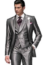 Mode Herren Anzug Hochzeit Smoking Bestmen Bräutigam Abend Blazer Peak Lapel